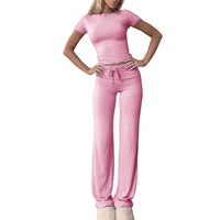 Two-Piece Set, Crop Top Tee/ Drawstring Pants